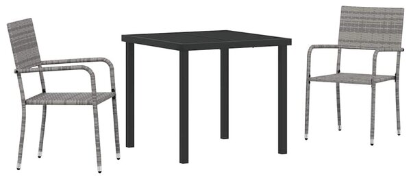 Kert étkező szett párnával 3 pcs Szürke polirattan