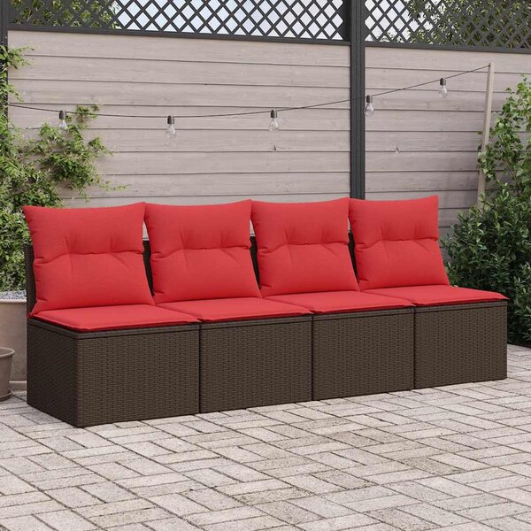 2 részes barna polyrattan akácfa kerti ülőgarnitúra párnákkal