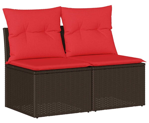 2 részes barna polyrattan akácfa kerti ülőgarnitúra párnákkal