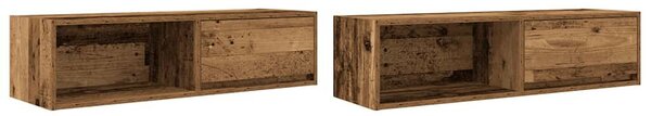 2 db antik fa szerelt fa fali TV-szekrény 100x31x25,5 cm