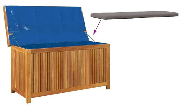 Tömör akácfa kültéri párnatartó láda 113x50x60,5 cm