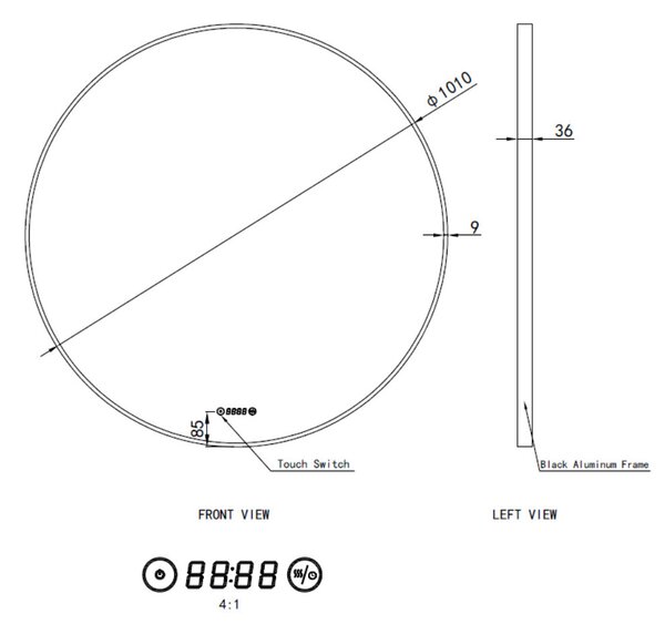 Welland Luxury-Line G786 LED tükör - fényerő + színhőfok állítás + páramentesítő + óra - Ø 100 cm