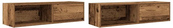 2 db antik fa szerelt fa fali TV-szekrény 100x31x25,5 cm
