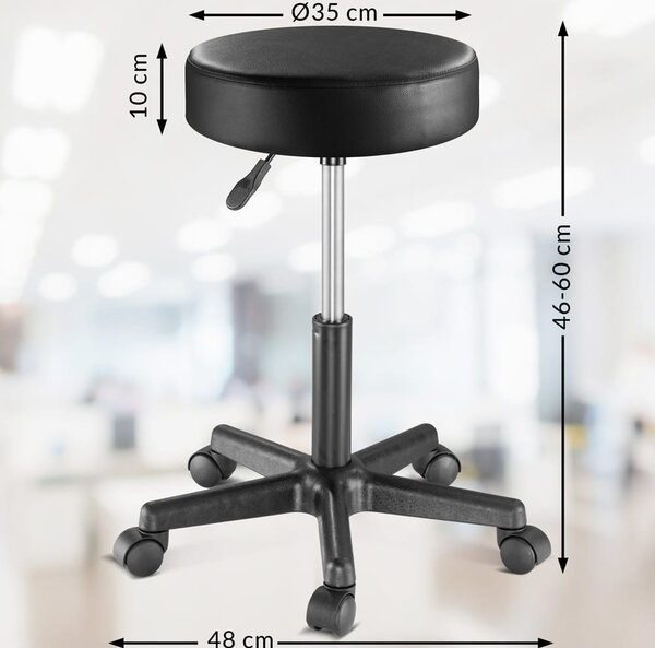 BONI görgős puff, Ø35cm, fekete Jurhan