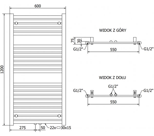 Mexen, Mexen Hades elektromos melegítő 1200 x 600 mm, 600 W, antracit - W104-1200-600-2900-66