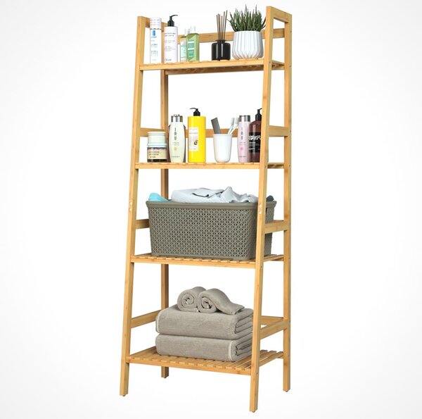 ZOJA bambusz polc, 4 polc, 48x32x123cm, barna Casaria