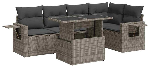 6 részes szürke polyrattan kerti ülőgarnitúra párnákkal