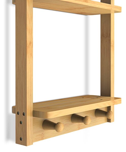 BAMBOO fürdőszobai függő polc, 28,5x10x70cm, 3 polc, barna Casaria