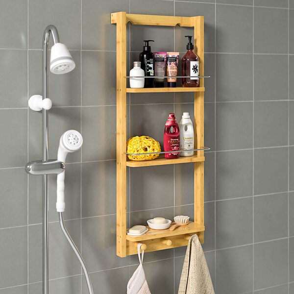 BAMBOO fürdőszobai függő polc, 28,5x10x70cm, 3 polc, barna Casaria