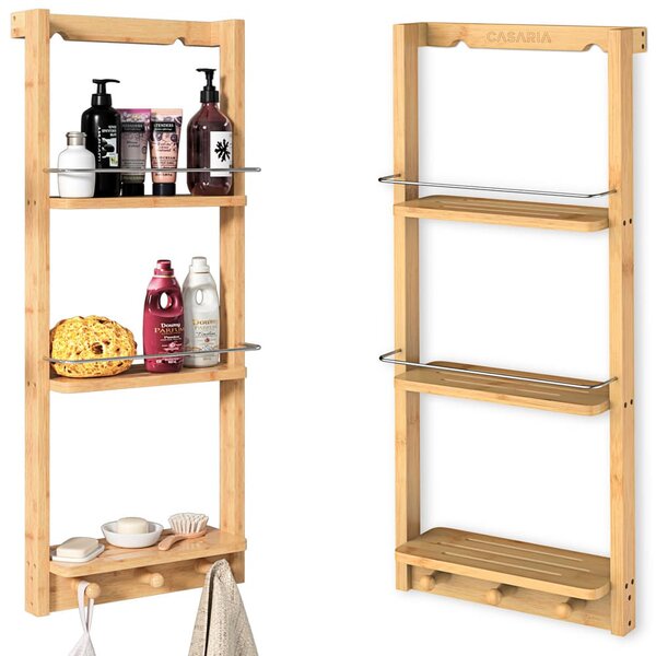 BAMBOO fürdőszobai függő polc, 28,5x10x70cm, 3 polc, barna Casaria