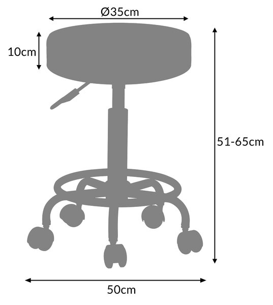OXANA lábtartós görgős puff, Ø35cm, fehér Casaria