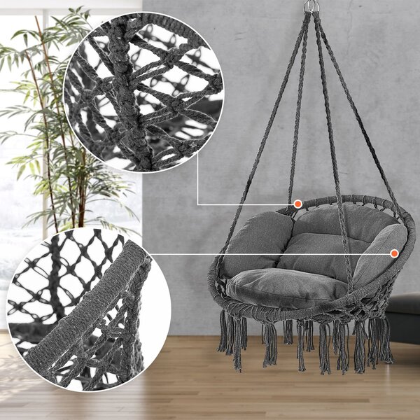 BOHO függőszék párnával, Ø61cm, antracit Jurhan