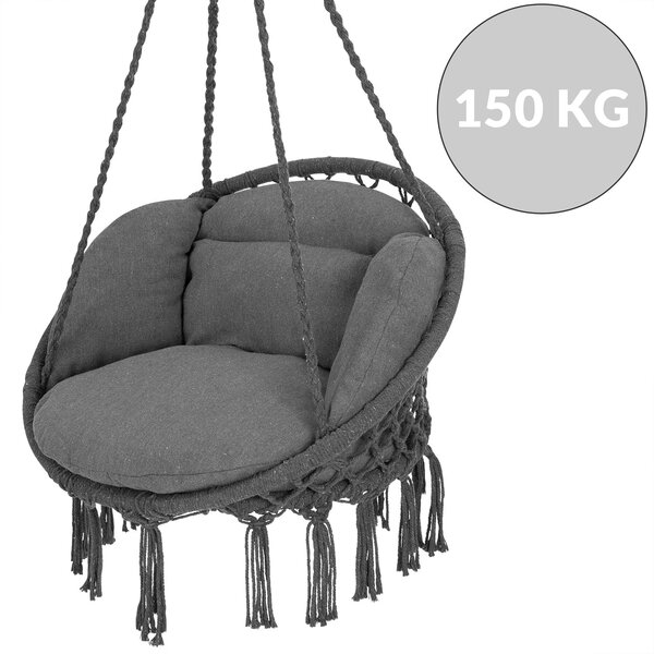 BOHO függőszék párnával, Ø61cm, antracit Jurhan