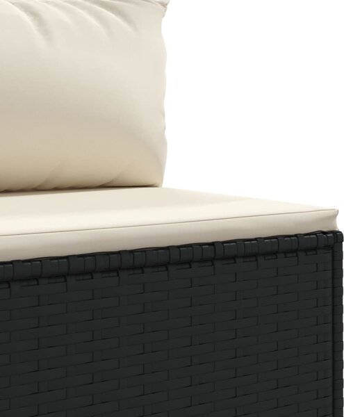 4 részes fekete polyrattan kerti ülőgarnitúra párnákkal