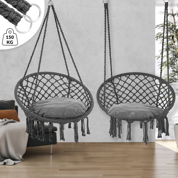 BOHO függőszék párnával, Ø61cm, antracit Jurhan