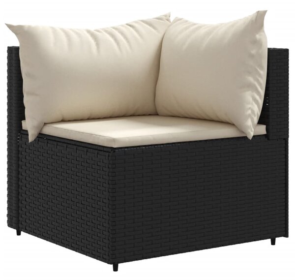 4 részes fekete polyrattan kerti ülőgarnitúra párnákkal