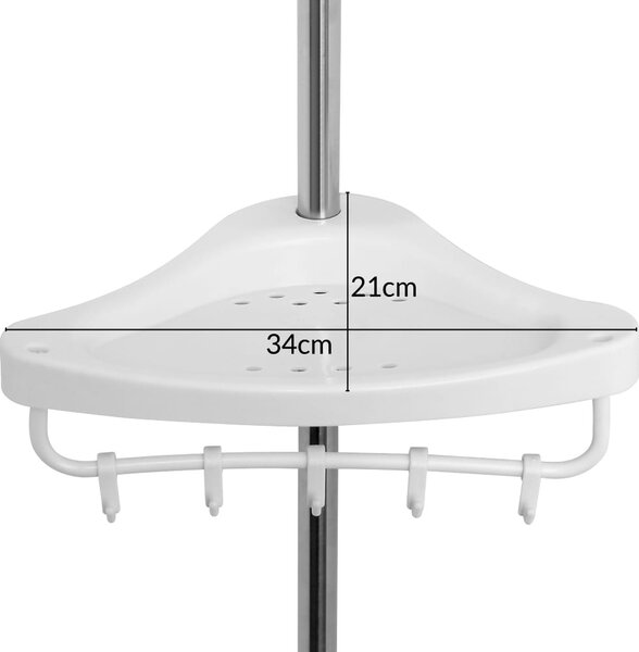 DELMO teleszkópos zuhanypolc, 92-306cm, fehér Deuba