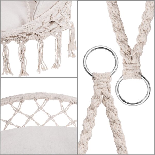 BOHO függőszék párnával, Ø61cm, bézs Jurhan