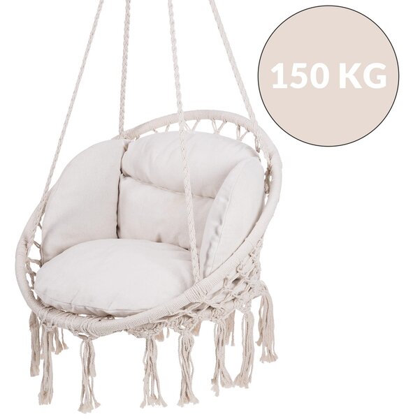 BOHO függőszék párnával, Ø61cm, bézs Jurhan