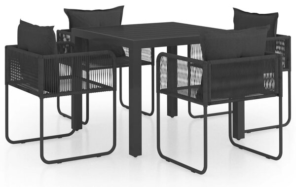 5 részes fekete PVC rattan kerti étkezőgarnitúra