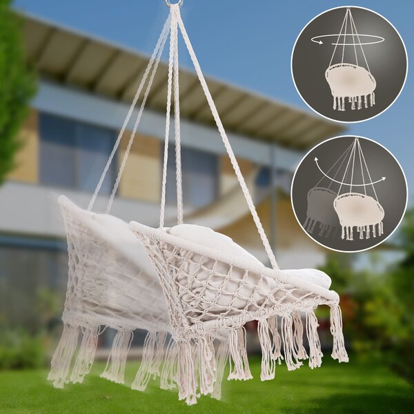 BOHO függőszék párnával, Ø61cm, bézs Jurhan
