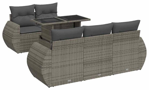 6 részes szürke polyrattan kerti ülőgarnitúra párnákkal