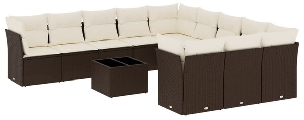 12 részes barna polyrattan kerti ülőgarnitúra párnákkal