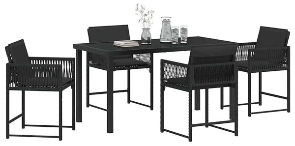 Kert étkező szett 5 pcs Fekete polirattan