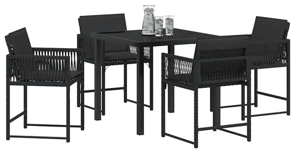 Kert étkező szett 5 pcs Fekete polirattan