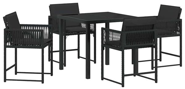 Kert étkező szett 5 pcs Fekete polirattan