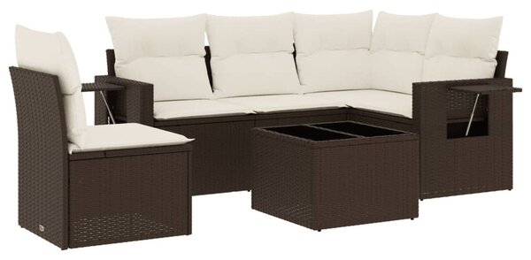 6 részes barna polyrattan kerti ülőgarnitúra párnával
