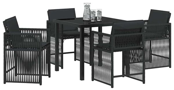 Kert étkező szett 5 pcs Fekete polirattan