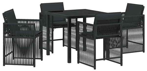 Kert étkező szett 5 pcs Fekete polirattan