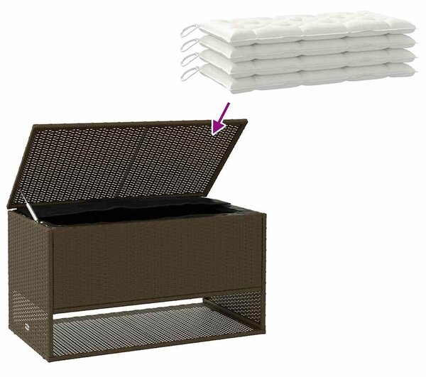 VidaXL barna polyrattan kültéri párna doboz 100x55x55,5 cm