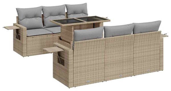 7 részes bézs polyrattan kerti ülőgarnitúra párnákkal