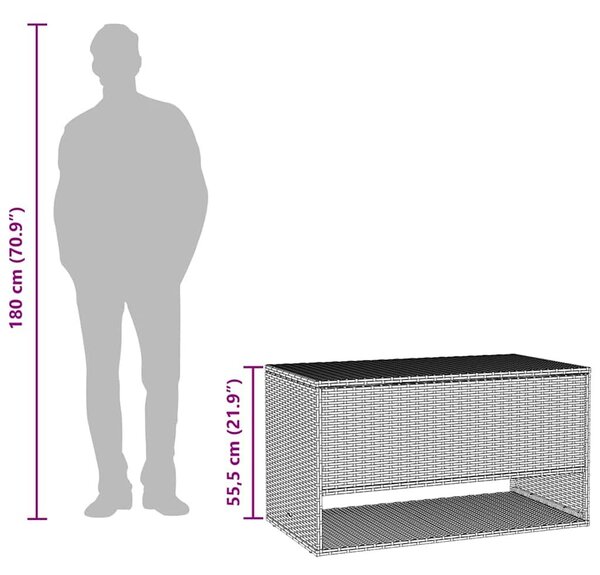 VidaXL barna polyrattan kültéri párna doboz 100x55x55,5 cm