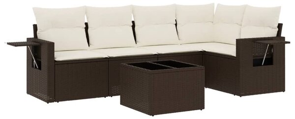 6 részes barna polyrattan kerti ülőgarnitúra párnával