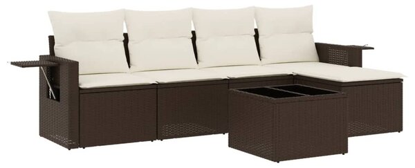 6 részes barna polyrattan kerti ülőgarnitúra párnával