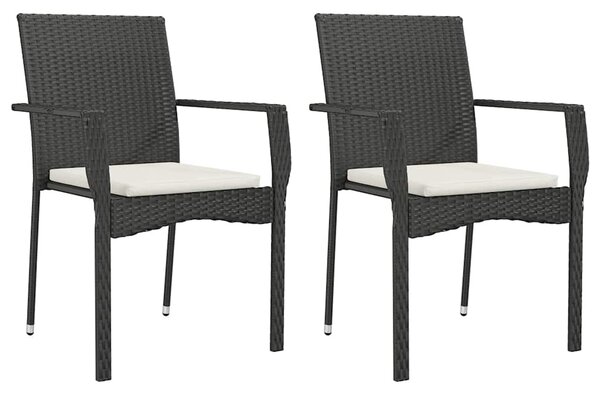 9 részes fekete polyrattan kerti étkezőgarnitúra párnákkal