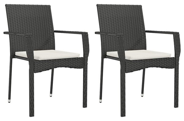 9 részes fekete polyrattan kerti étkezőgarnitúra párnákkal