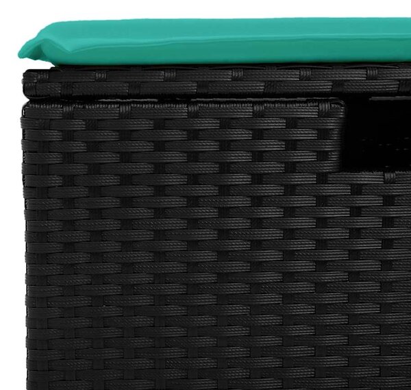 2 részes fekete polyrattan akácfa kerti ülőgarnitúra párnával