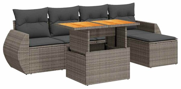 6 részes szürke polyrattan kerti ülőgarnitúra párnákkal