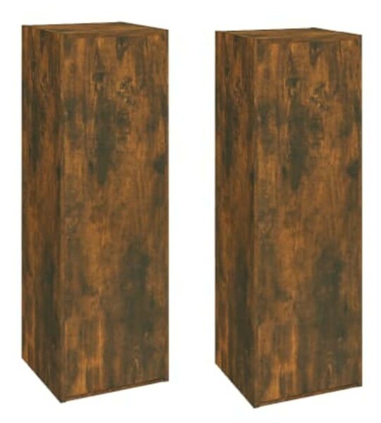 2 db füstös tölgy színű szerelt fa TV-szekrény 30,5x30x90 cm