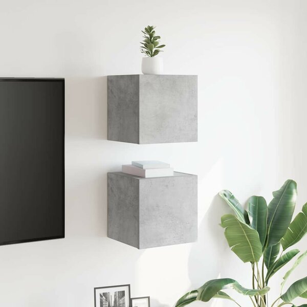 2 db betonszürke falra szerelhető TV-szekrény 30,5 x 30 x 30 cm