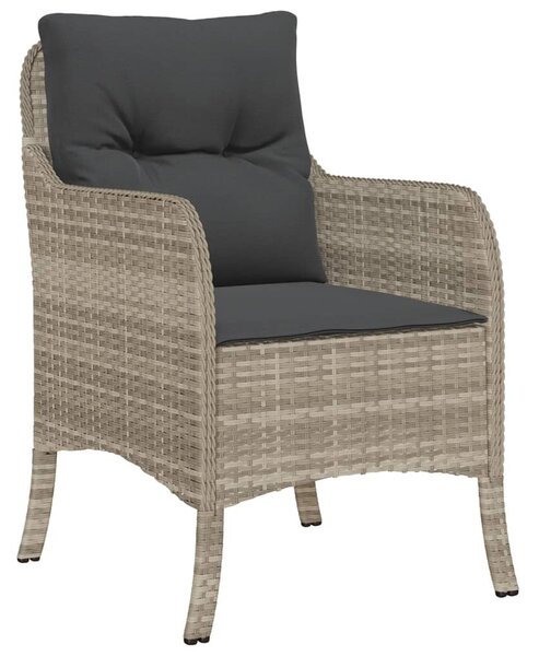 3részes világosszürke polyrattan kerti étkezőgarnitúra párnával
