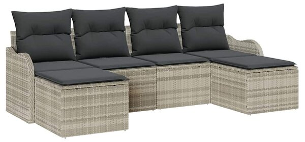 Kerti Kanapé Szett párnával 6 pcs Világosszürke Poli rattan