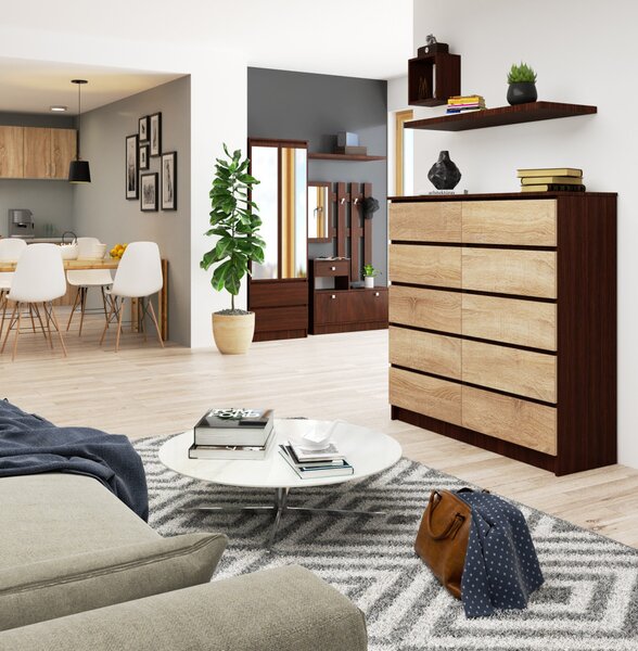 AKORD CLP K120 Komód Laminált Wenge-Sonoma 10 Fiókos