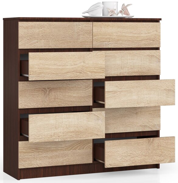 AKORD CLP K120 Komód Laminált Wenge-Sonoma 10 Fiókos