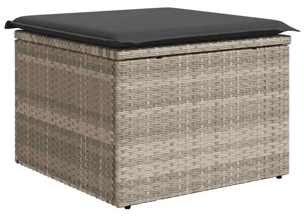 9 részes világosszürke polyrattan kerti ülőgarnitúra párnával
