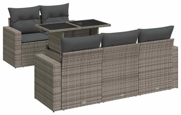 6 részes szürke polyrattan kerti ülőgarnitúra párnákkal